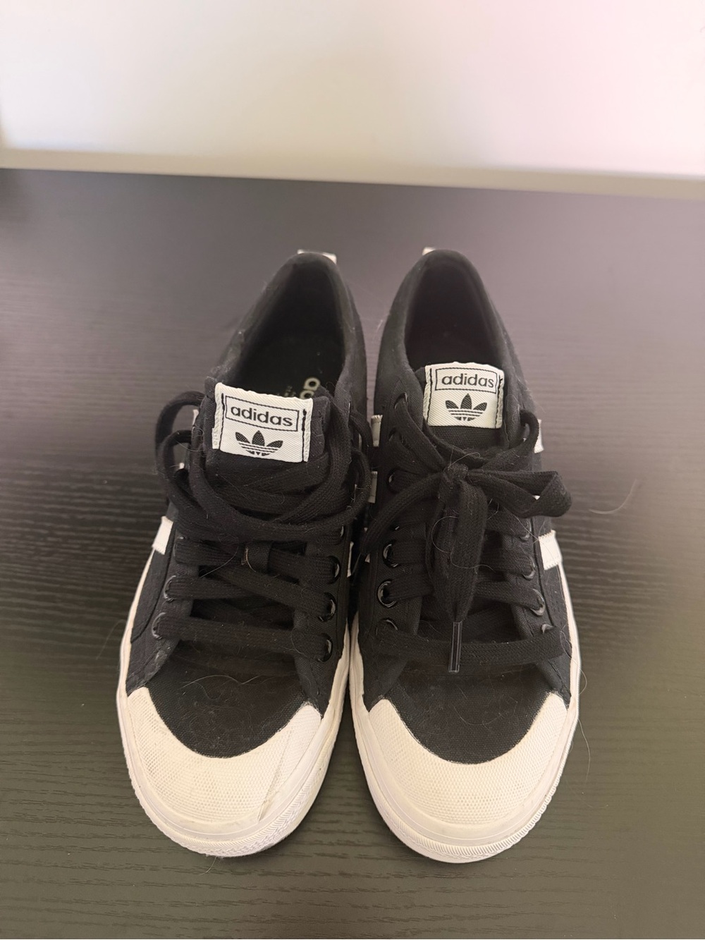adidas Black and White Low-Top Canvas Sneakers